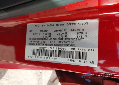 2014 Mazda Mazda3 I Touring z USA, uszkodzony, nr VIN JM1BM1L72E1189019